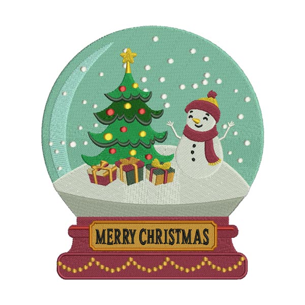 Jolly Snowman Christmas Snow Globe Embroidery Design