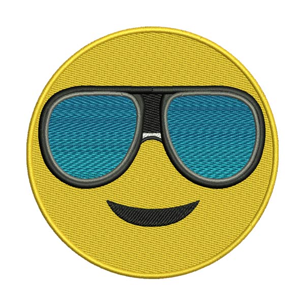 Cool Sunglasses Emoji Embroidery Design – Smiling