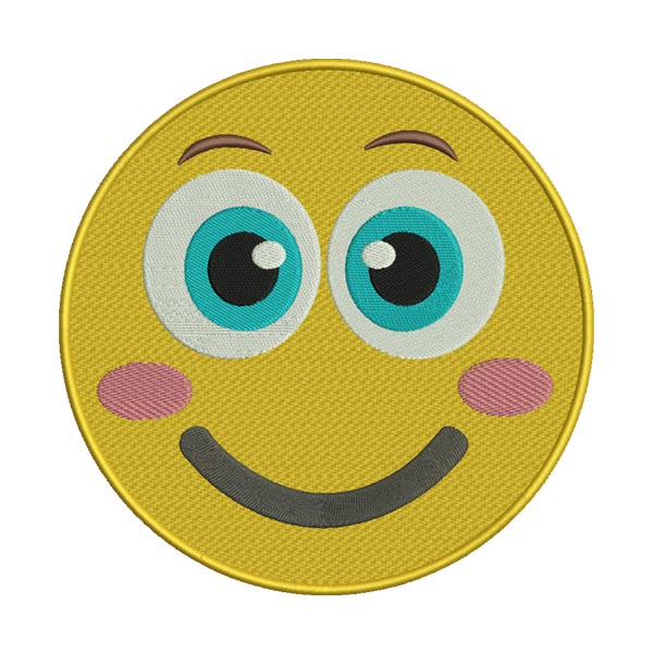 Blushing Smiling Emoji Embroidery Design – Cute