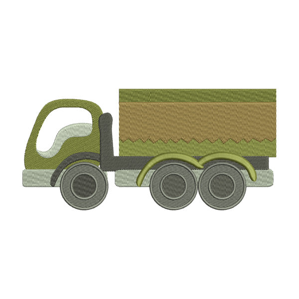 Green Lorry Truck Embroidery Design
