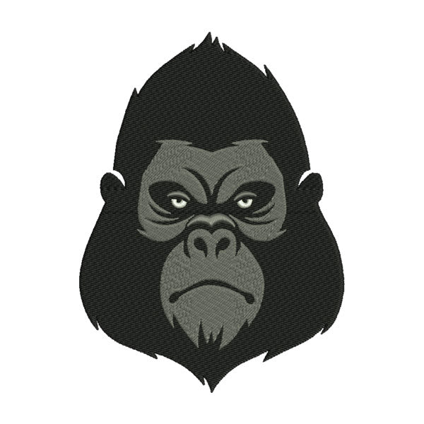 Silverback Gorilla Face Embroidery Design