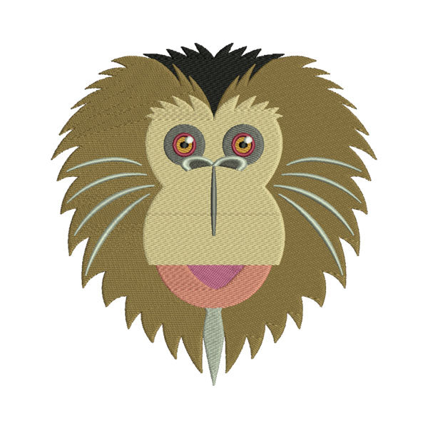 Japanese Macaque Embroidery Design