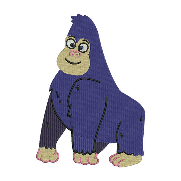 Blue Gorilla Cartoon Embroidery Design
