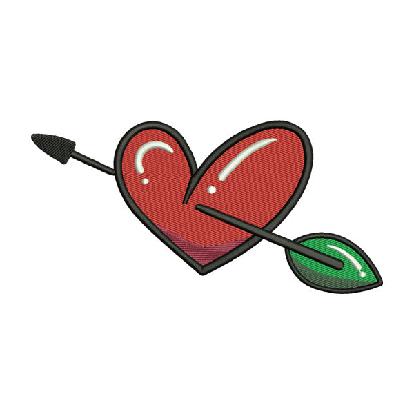 Heart with Arrow Embroidery Design