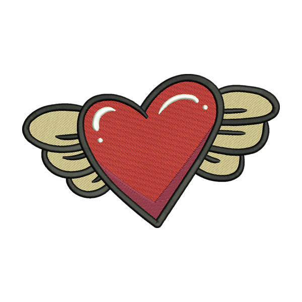 Heart with Wings Embroidery Design