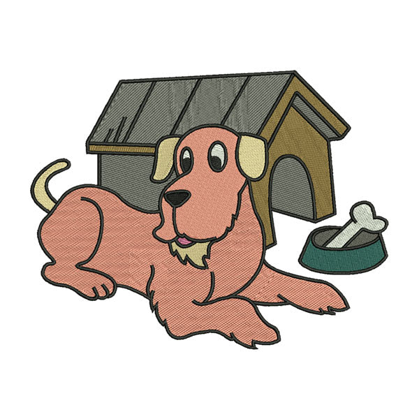 Dog & Dog House Embroidery Design