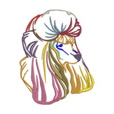 Poodle Embroidery Design – Colorful Dog Line Art Patch File