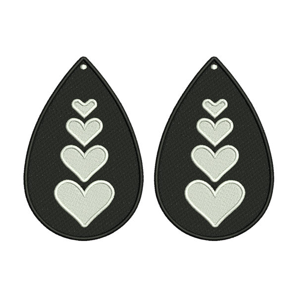 Heart Earrings Embroidery Design
