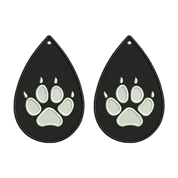 Paw Print Earrings Embroidery Design