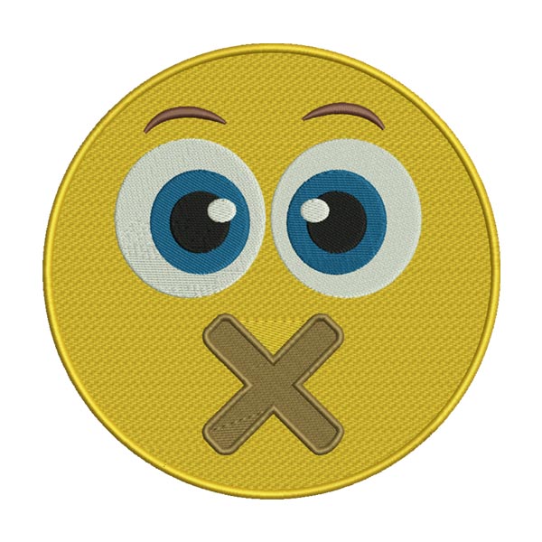 Cross-Mouth Emoji Embroidery Design