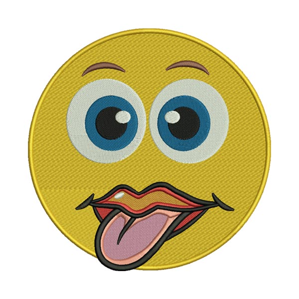 Tongue Out Emoji Embroidery Design