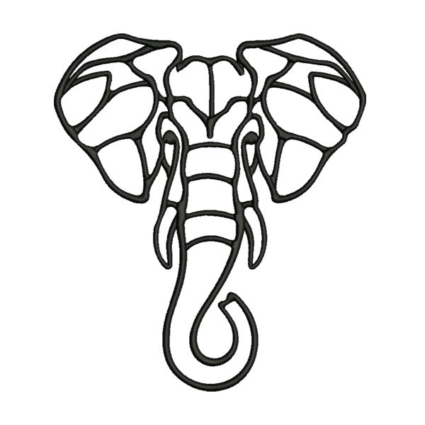 Elephant Line Art Embroidery Design