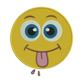 Tongue Out Emoji Embroidery Design – Funny
