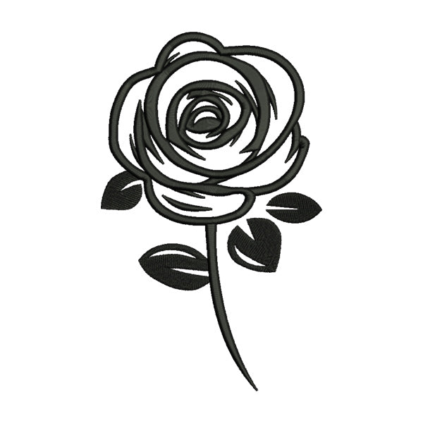 Rose Silhouette Embroidery Design – Elegant