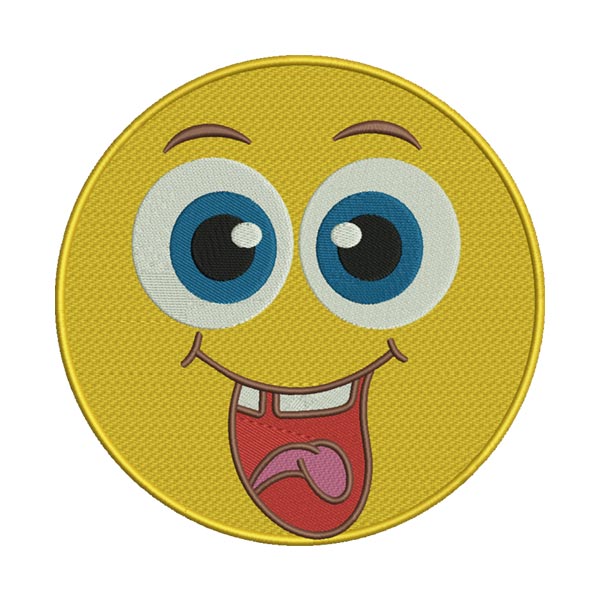 Funny Tongue-Out Emoji Embroidery Design