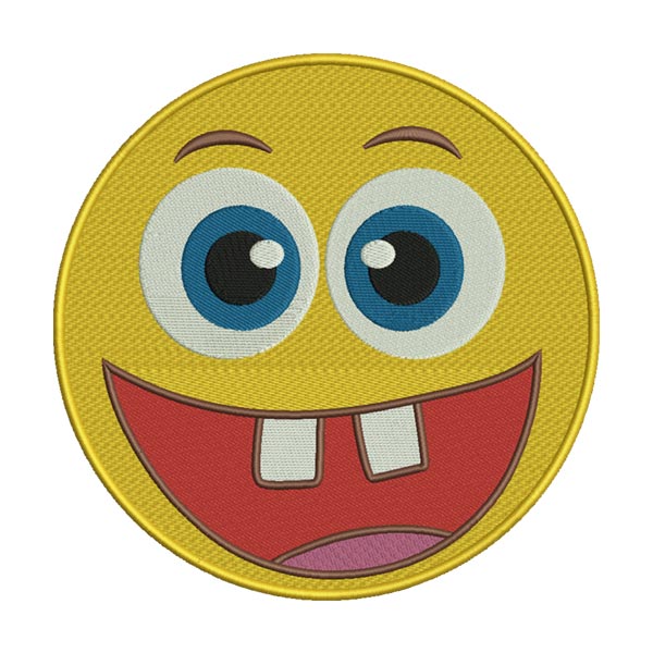 Two-Teeth Smiling Emoji Embroidery Design