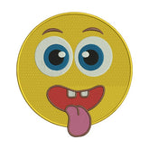 Tongue-Out Smiling Emoji Embroidery Design