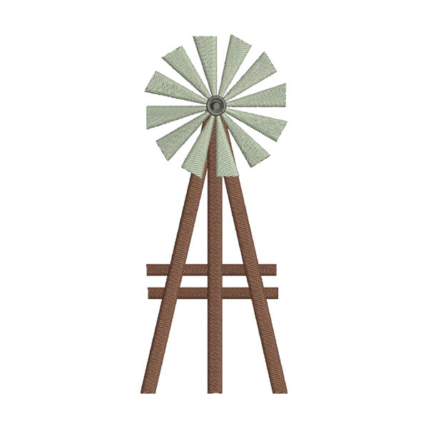 Windmill Embroidery Design – Rustic Farm Machine Embroidery File
