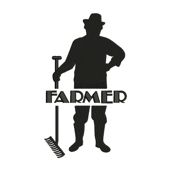 Farmer Silhouette Embroidery Design