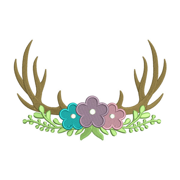 Antler Floral Embroidery Design