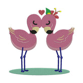 Romantic Flamingo Birds in Love Embroidery Design