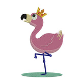 Crowned Flamingo Embroidery Design – Royal
