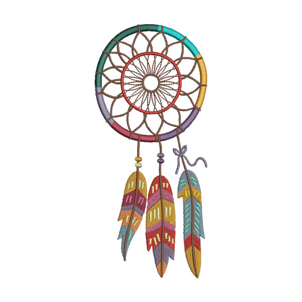 Dreamcatcher Embroidery Design – Boho Feathers Machine Embroidery File