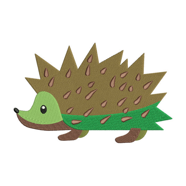 Porcupine Embroidery Design – Cute Green & Brown Animal Patch