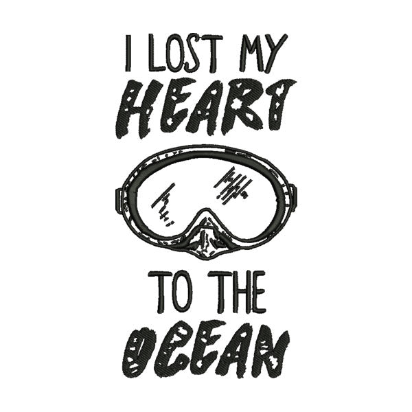 “I Lost My Heart to the Ocean” Dive Mask Machine Embroidery File