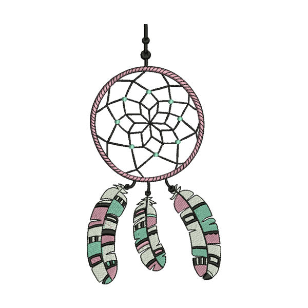Dreamcatcher Embroidery Design – Native American Feather Machine Embroidery File