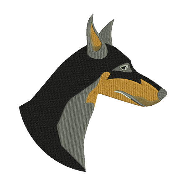 Doberman Embroidery Design – Dog Head Silhouette Machine Embroidery File