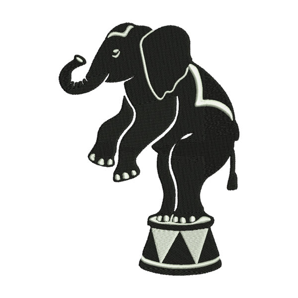 Circus Elephant on Podium Embroidery Design
