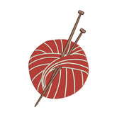 Red Yarn Ball with Knitting Needles Embroidery Design