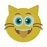 Smiling Cat Face Emoji Embroidery Design