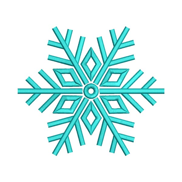 Cyan Snowflake Embroidery Design – Winter