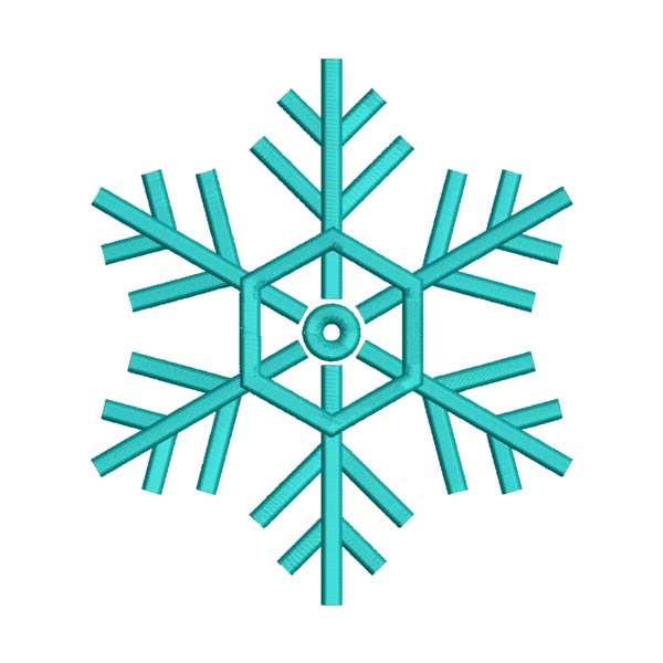 Cyan Hexagon Snowflake Embroidery Design