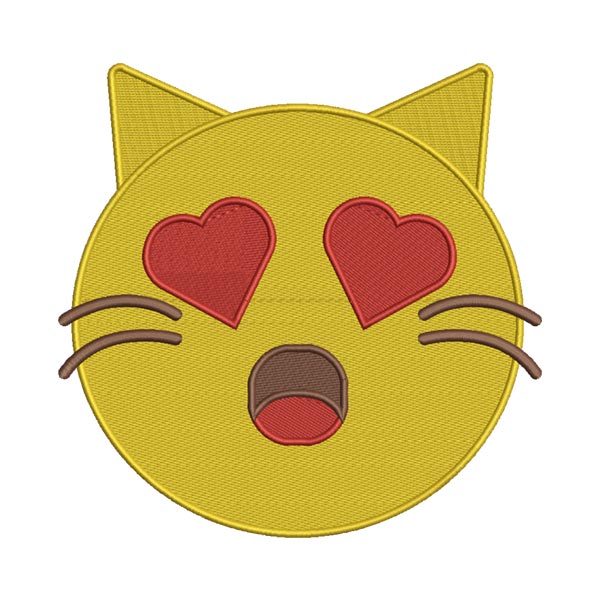 Cat Emoji Heart Eyes Embroidery Design