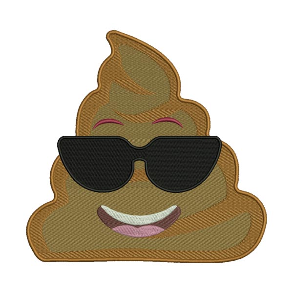 Cool Poop Emoji Embroidery Design