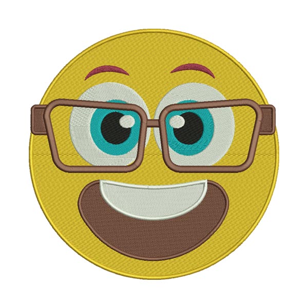 Nerd Emoji Embroidery Design