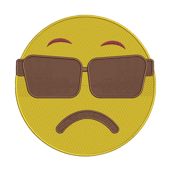 Pouting Emoji with Sunglasses Embroidery Design