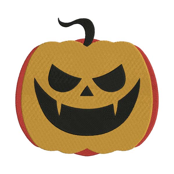 Creepy Fanged Jack-o-Lantern Embroidery Design