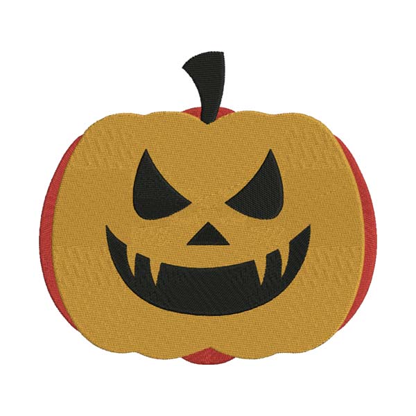Scary Fanged Jack-o-Lantern Embroidery Design