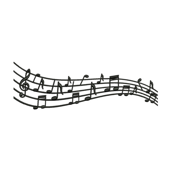 Musical Notes Wave Embroidery Design