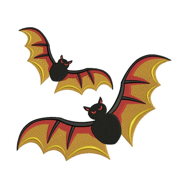 Scary Flying Bats Embroidery Design
