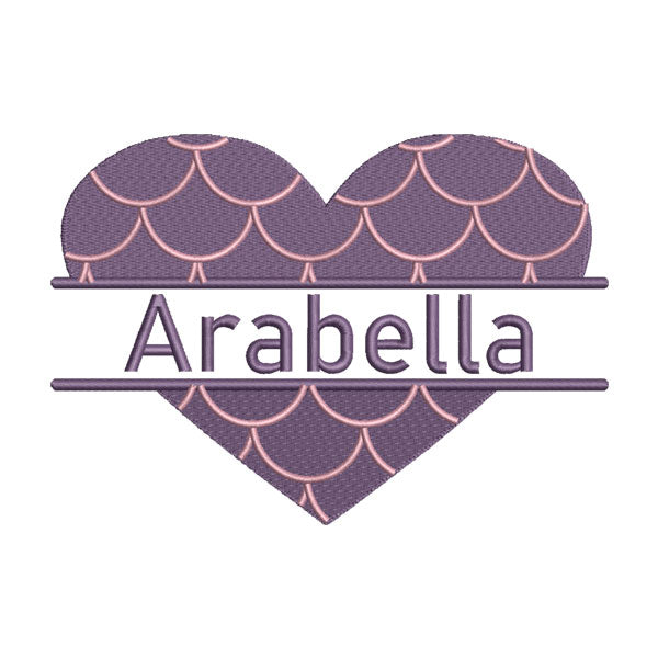 Mermaid Scales Heart Name Embroidery Design