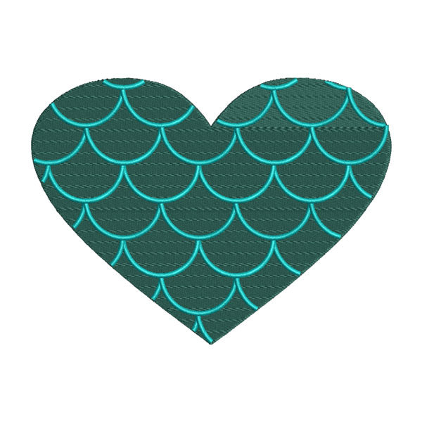 Mermaid Scales Heart Embroidery Design
