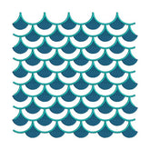 Enchanting Cyan Mermaid Scales Embroidery Design