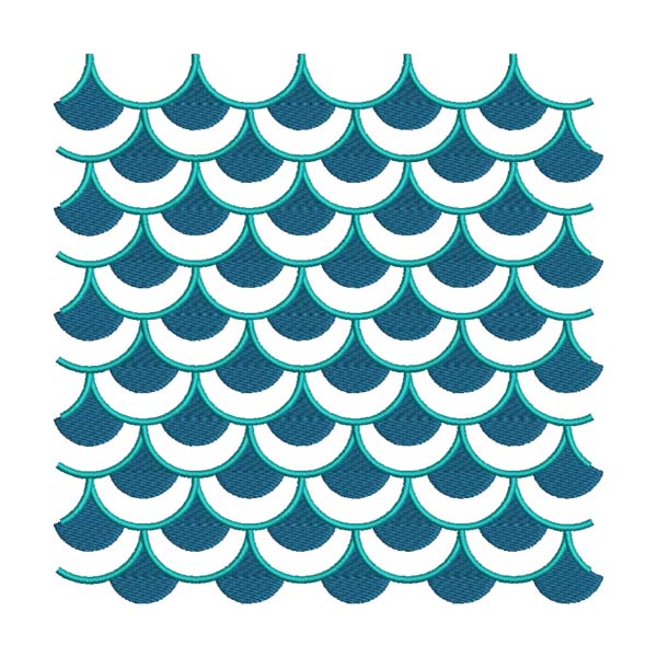 Enchanting Cyan Mermaid Scales Embroidery Design