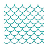 Cyan Mermaid Scales Line Art Embroidery Design