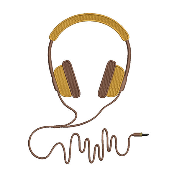 Headphones Embroidery Design – Retro Music Machine Embroidery File
